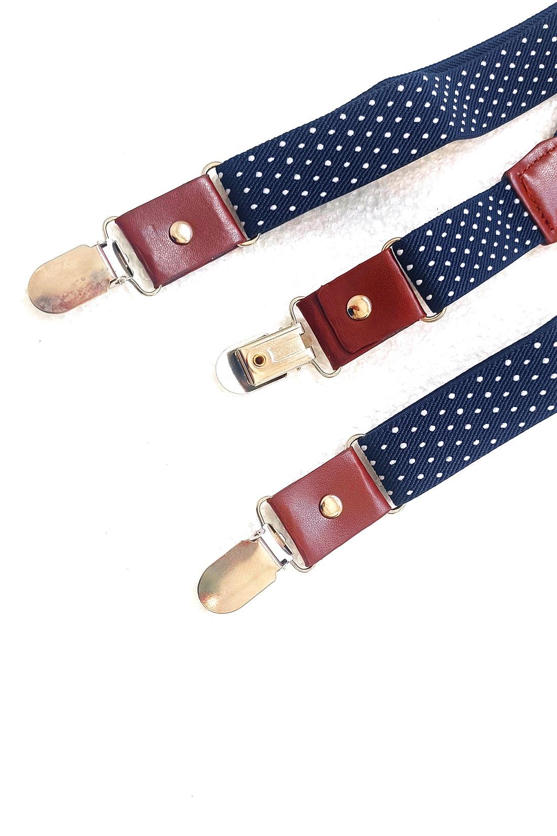 One Friday Navy Blue Polka Dot Print Suspender - One Friday World