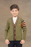 One Friday Kids Boys Olive Green Alien themed Cardigan