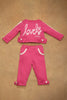 One Friday Baby Girls Pink Solid  Sweat Shirt With Track Pant