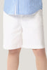 One Friday Kids Boys Off White Cotton Embroidered Shorts With Pockets - One Friday World