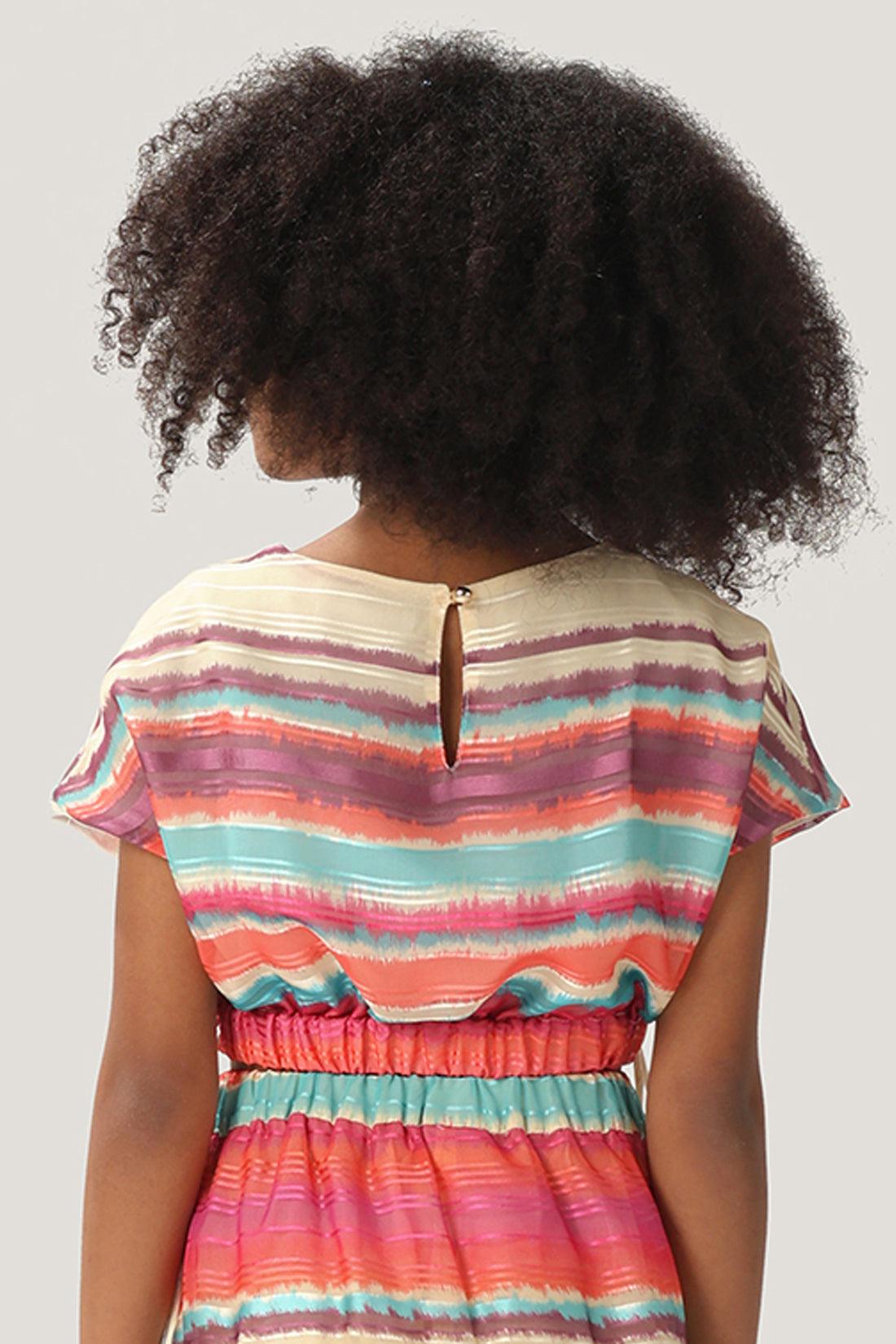 One Friday Kids Girls Multicolored Round Neck Crop Top - One Friday World