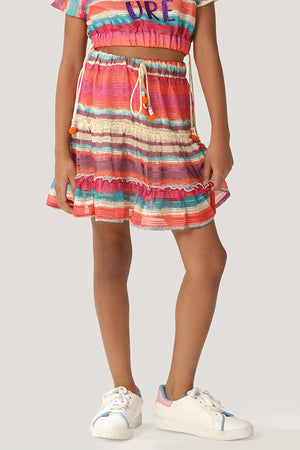 One Friday Kids Girls Multicolored A-line Skirt - One Friday World