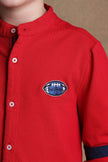 One Friday Kids Boys Red Embroidered Slim fit Shirt