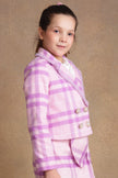 One Friday Kids Girls Pink & Lilac Checkered Blazer