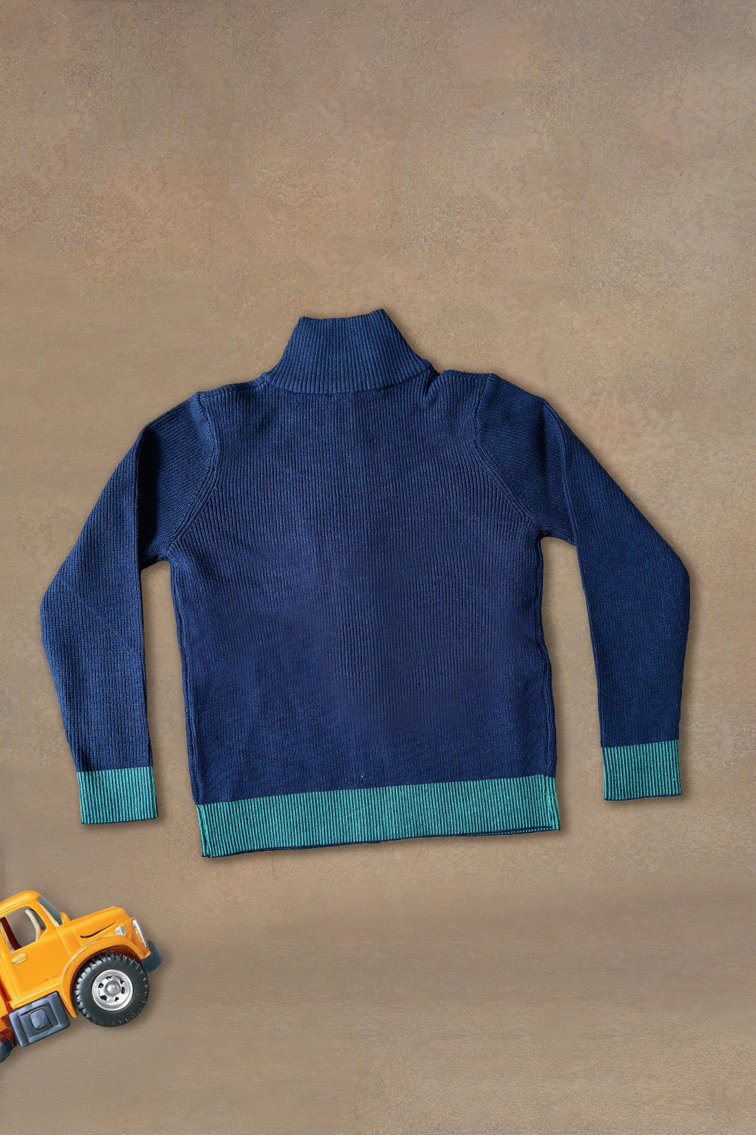 One Friday Boys Navy Blue Solid Sweater