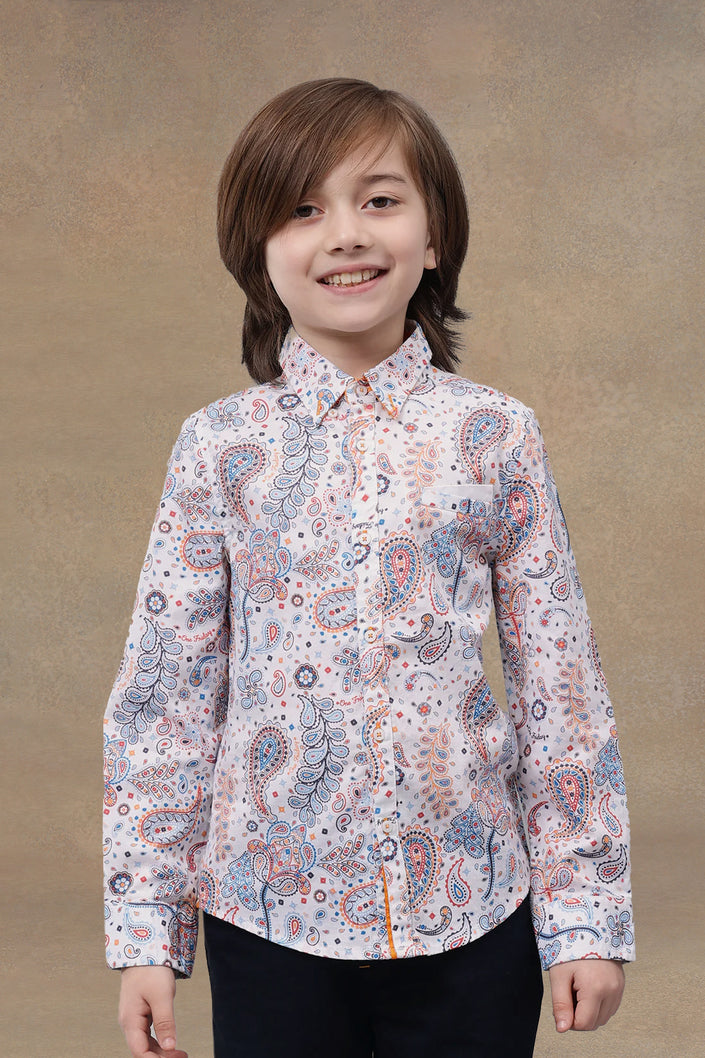 One Friday Boys Paisley Printed Cotton Shirt