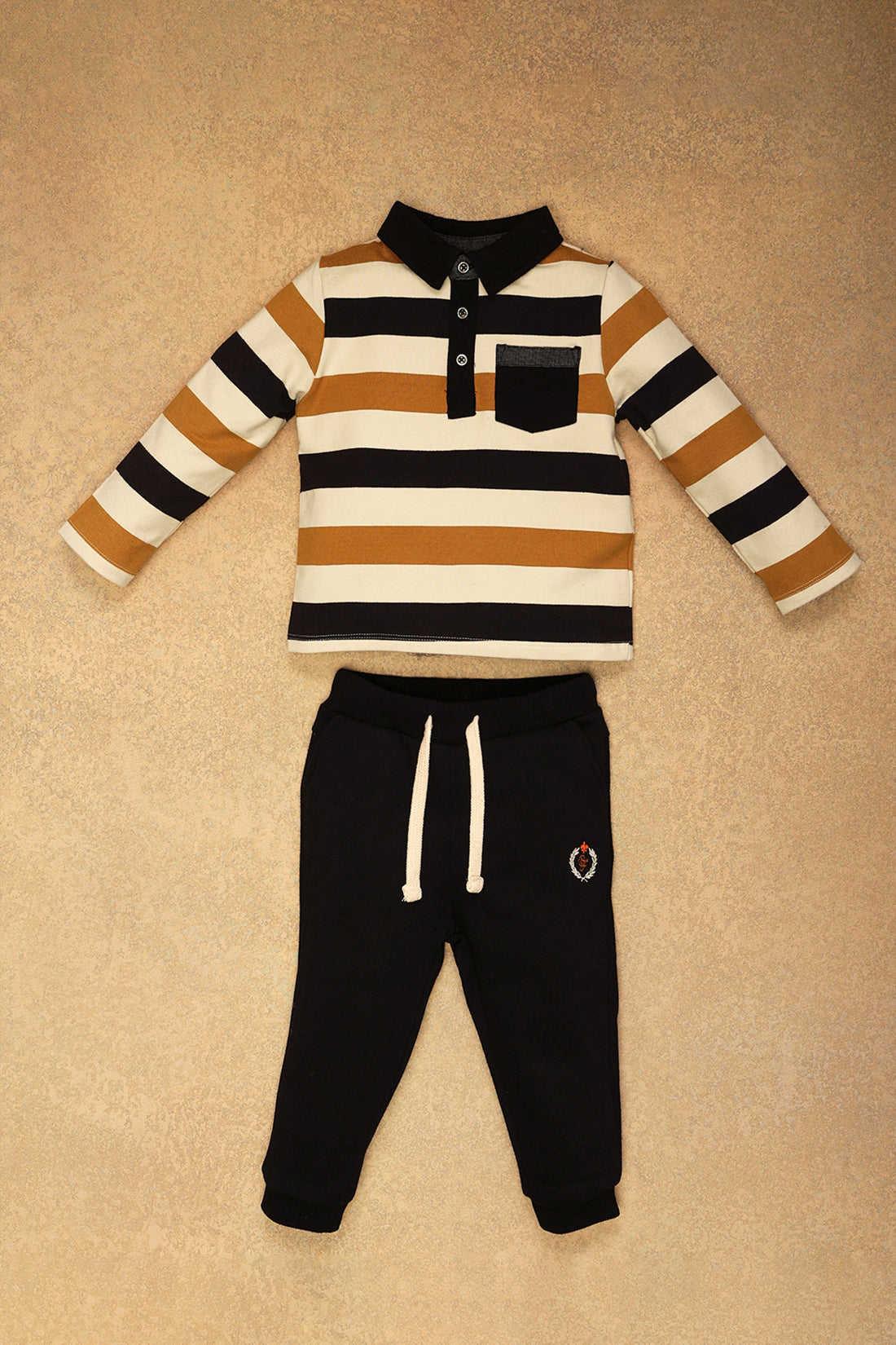 One Friday Baby Boys Multi Stripes T-Shirt & Track Pant Set