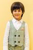 One Friday Kids Boys Green  Check Waist Coat