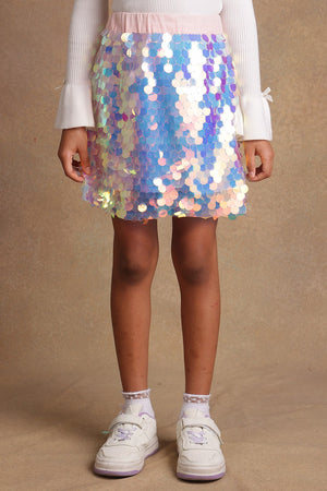 One Friday Kids Girls Large Disc Sequin Skirt