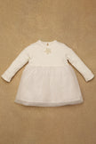 One Friday Baby Girls Off White Solid Dress