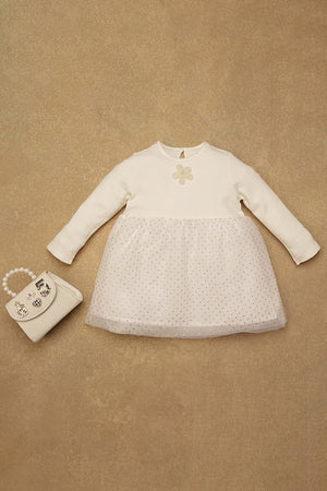 One Friday Baby Girls Off White Solid Dress