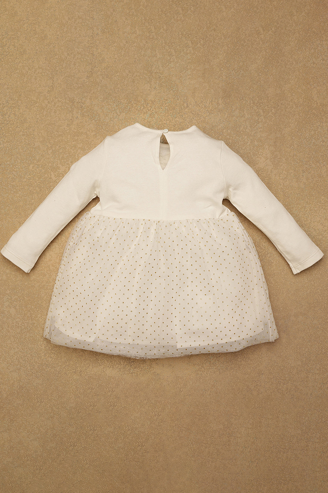 One Friday Baby Girls Off White Solid Dress