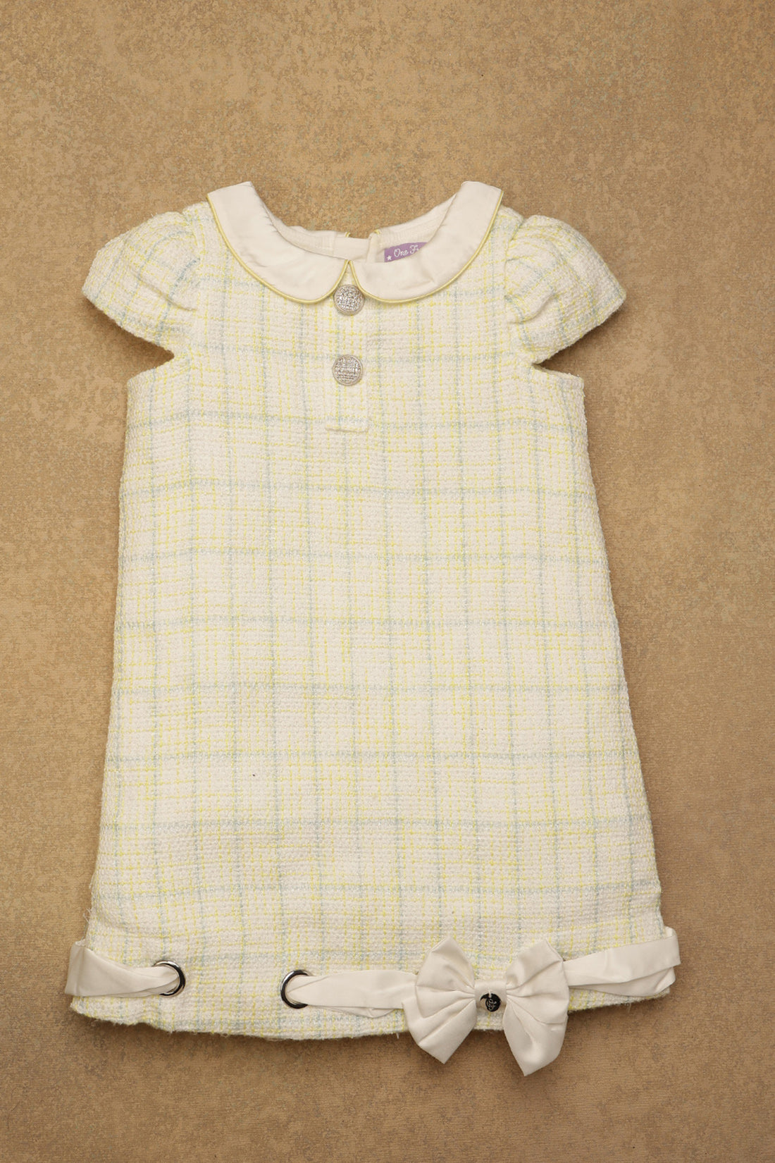 One Friday Kids Girls Lemon Boucle Dress