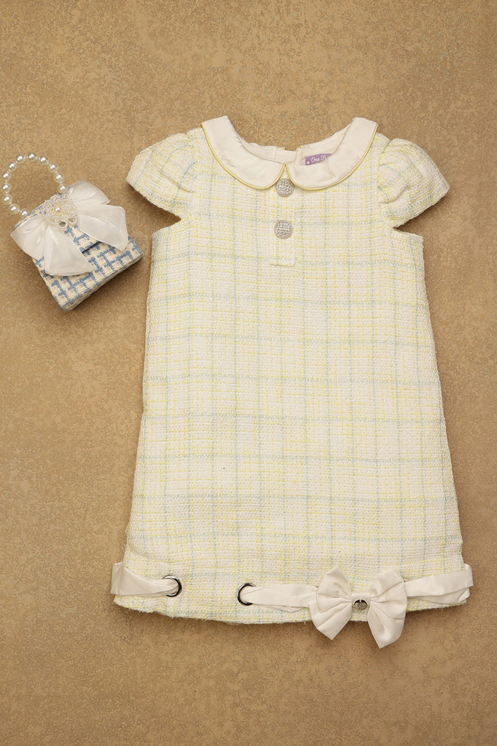 One Friday Kids Girls Lemon Boucle Dress