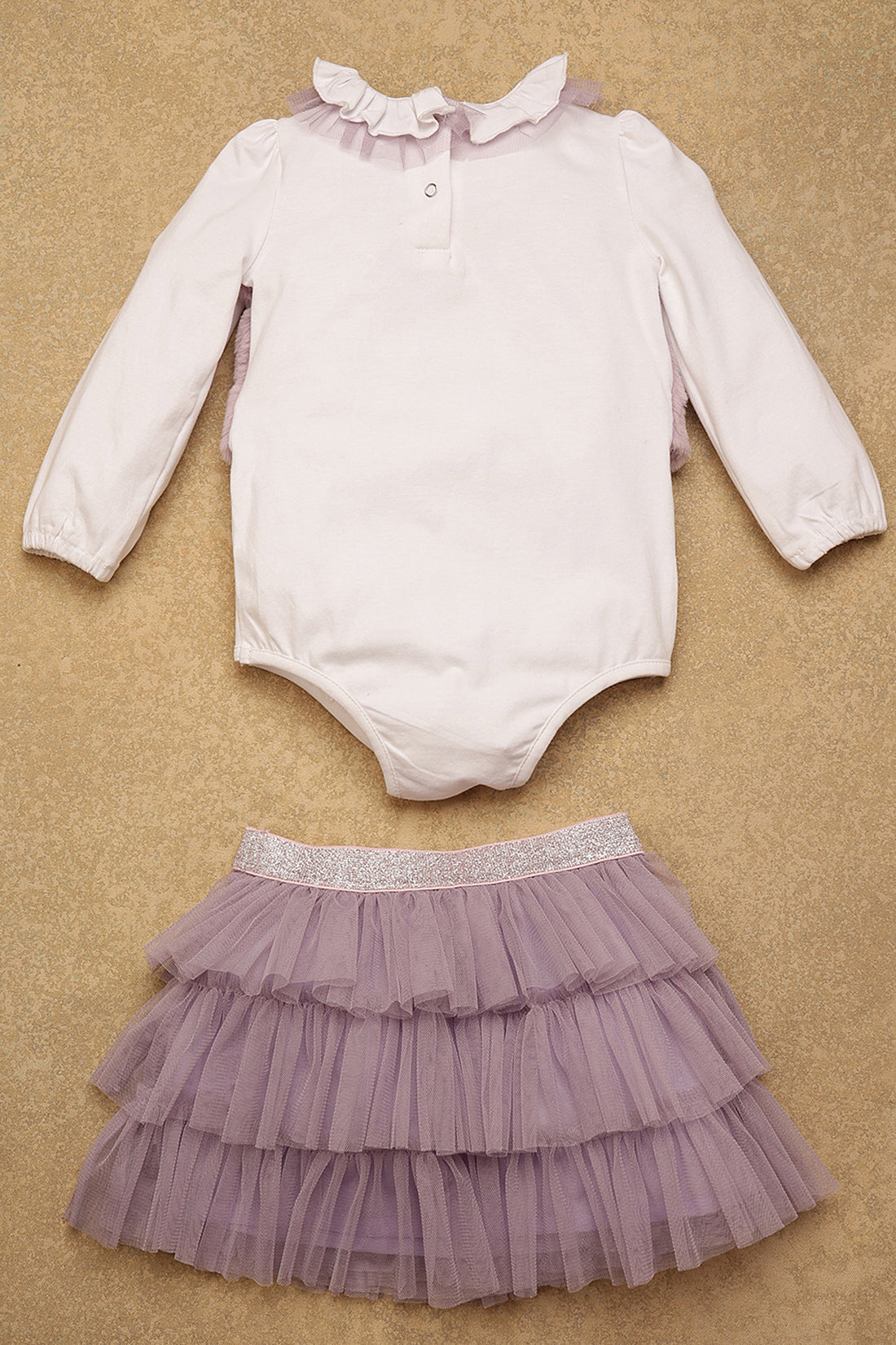 One Friday Baby Girls Lilac Solid Top With Skirt