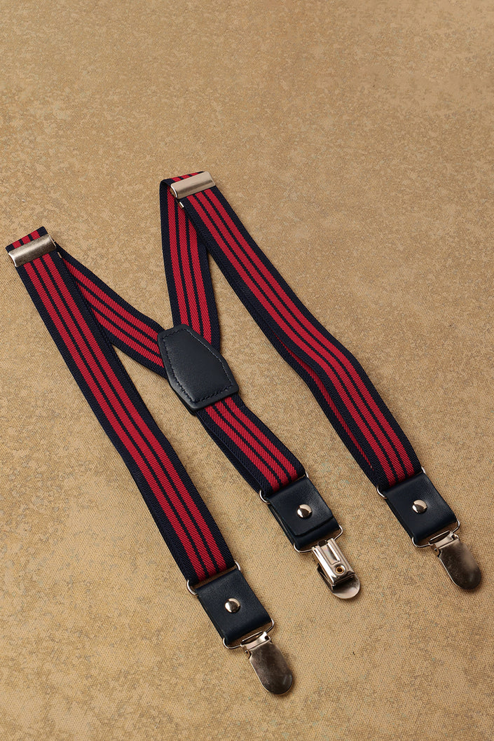 One Friday Red Elastic Stripes Suspender