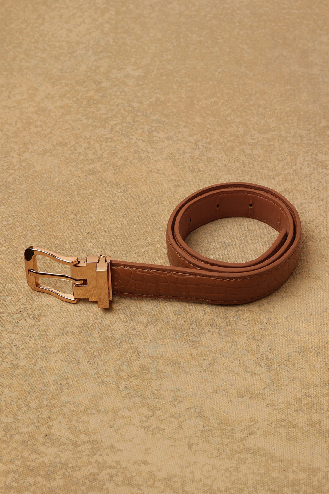 One Friday Tan Synthetic Leather Crocodile PU Belt