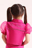 One Friday Kids Girls Collared Cotton Pink Jacket Crop Top