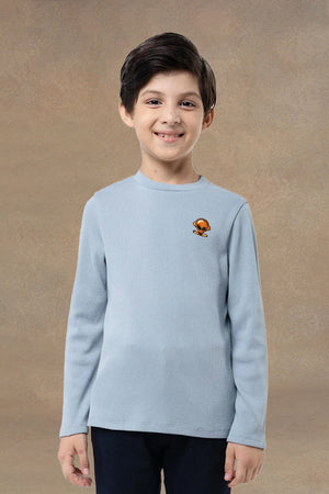 One Friday Kids Boys Sky blue Knitted Full Sleeves T-shirt