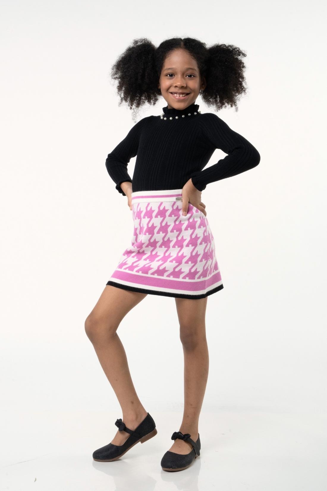 One Friday Kids Girls Pink Abstract Knitted Skirt - One Friday World