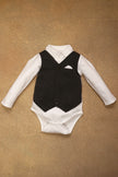 One Friday Baby Boys Grey Solid BodySuit With Waistcoat