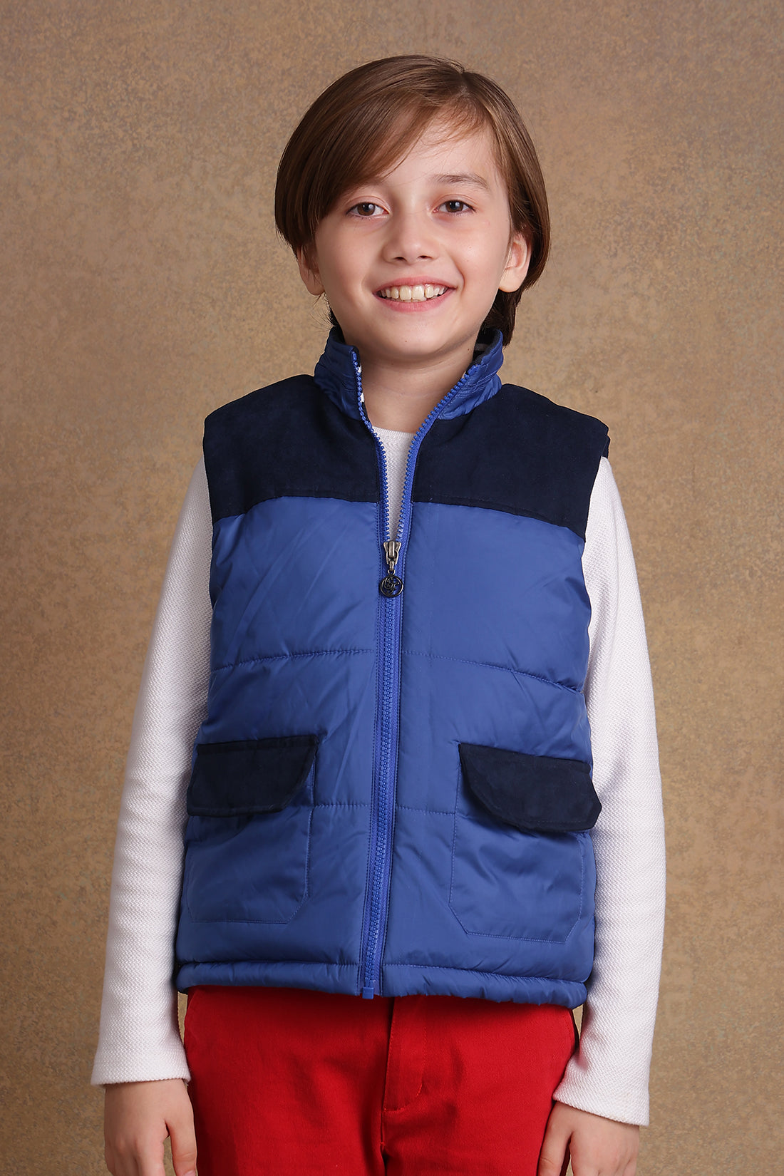 One Friday Kids Boys Blue Sleeveless Jacket