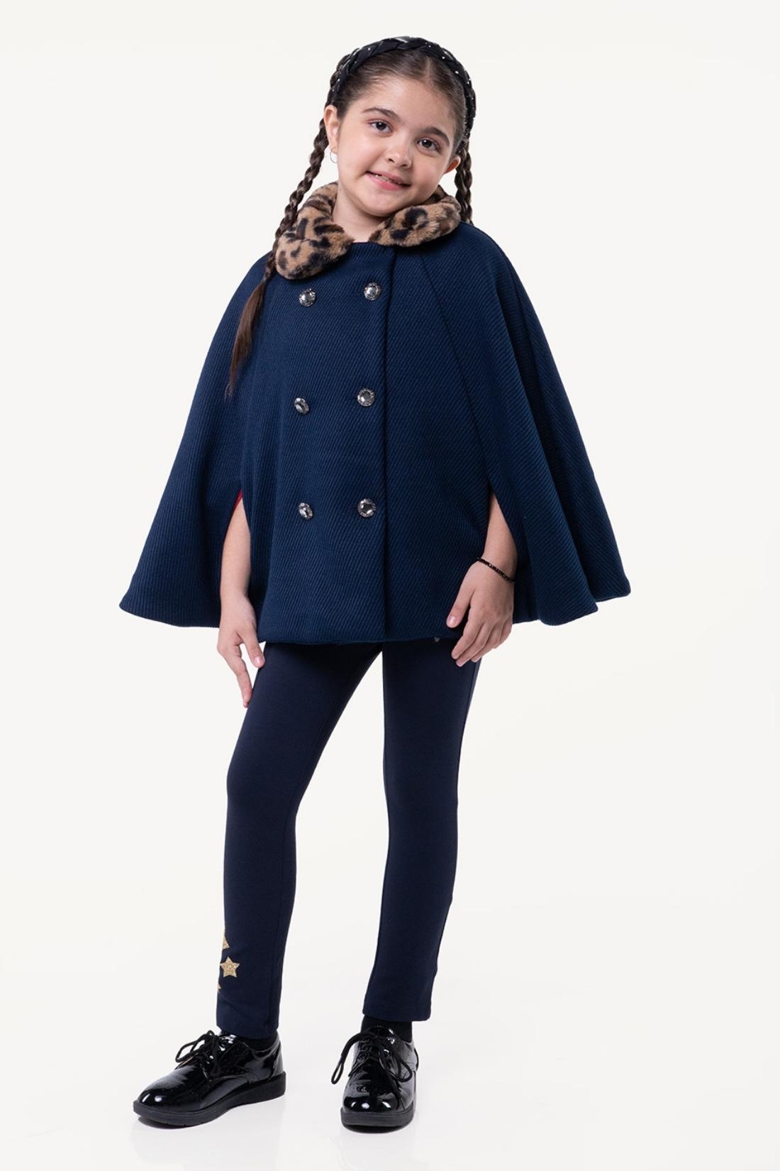 One Friday Navy Blue Solid Overcoat