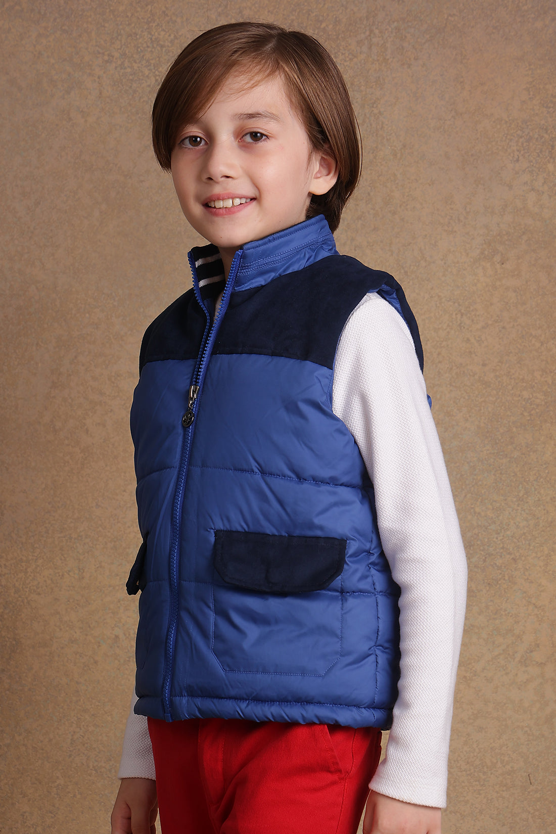 One Friday Kids Boys Blue Sleeveless Jacket