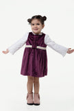 One Friday Baby Girls Wine Round Neck Dress With Top - One Friday World