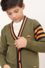 One Friday Kids Boys Olive Green Alien themed Cardigan