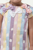 One Friday Varsity Chic Multicolored Stripes and Blooms Dress for Girls - One Friday World