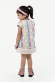 One Friday Varsity Chic Multicolored Stripes and Blooms Dress for Girls - One Friday World