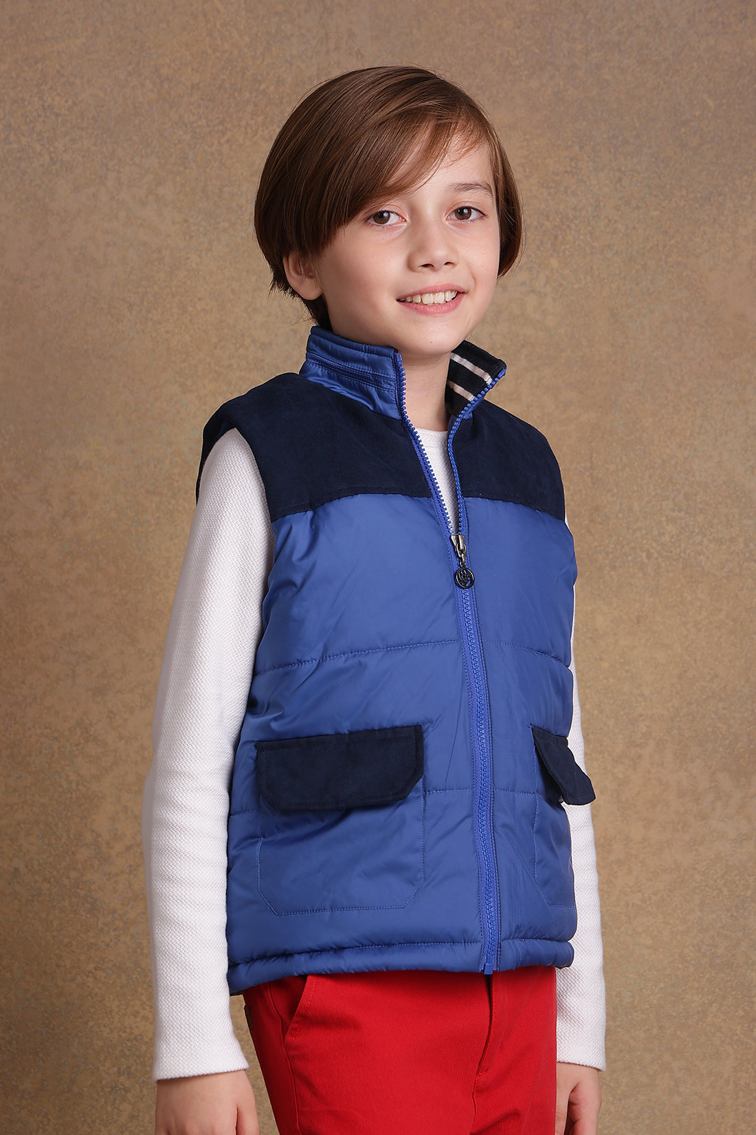 One Friday Kids Boys Blue Sleeveless Jacket