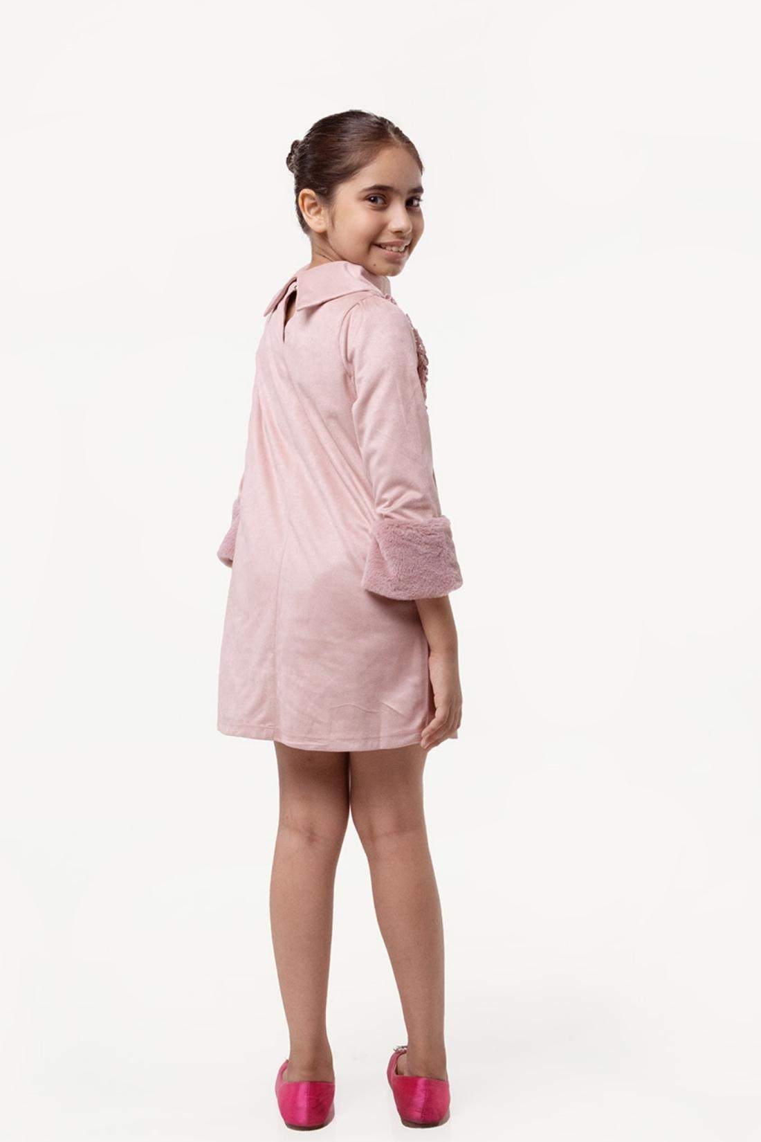 One Friday Varsity Chic Pink Ruffle Dress for Girls - One Friday World