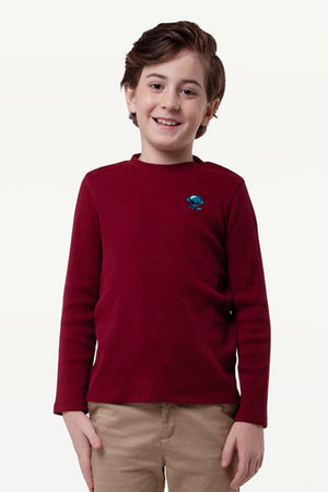 One Friday Kids Boys Wine Full Sleeves T-shirt