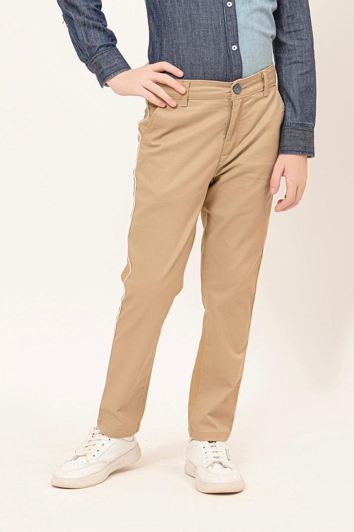 One Friday Varsity Chic Beige Comfort-fit Pants for Boys - One Friday World