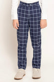 One Friday Navy Blue Checks Trouser - One Friday World