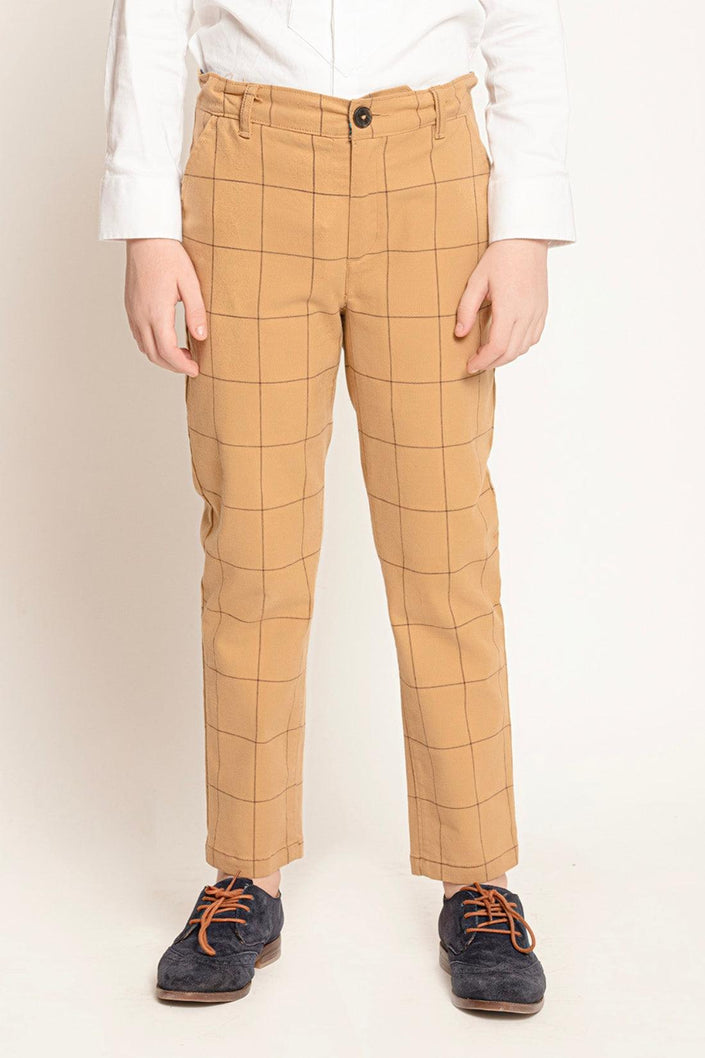 One Friday Beige Checks Trouser - One Friday World