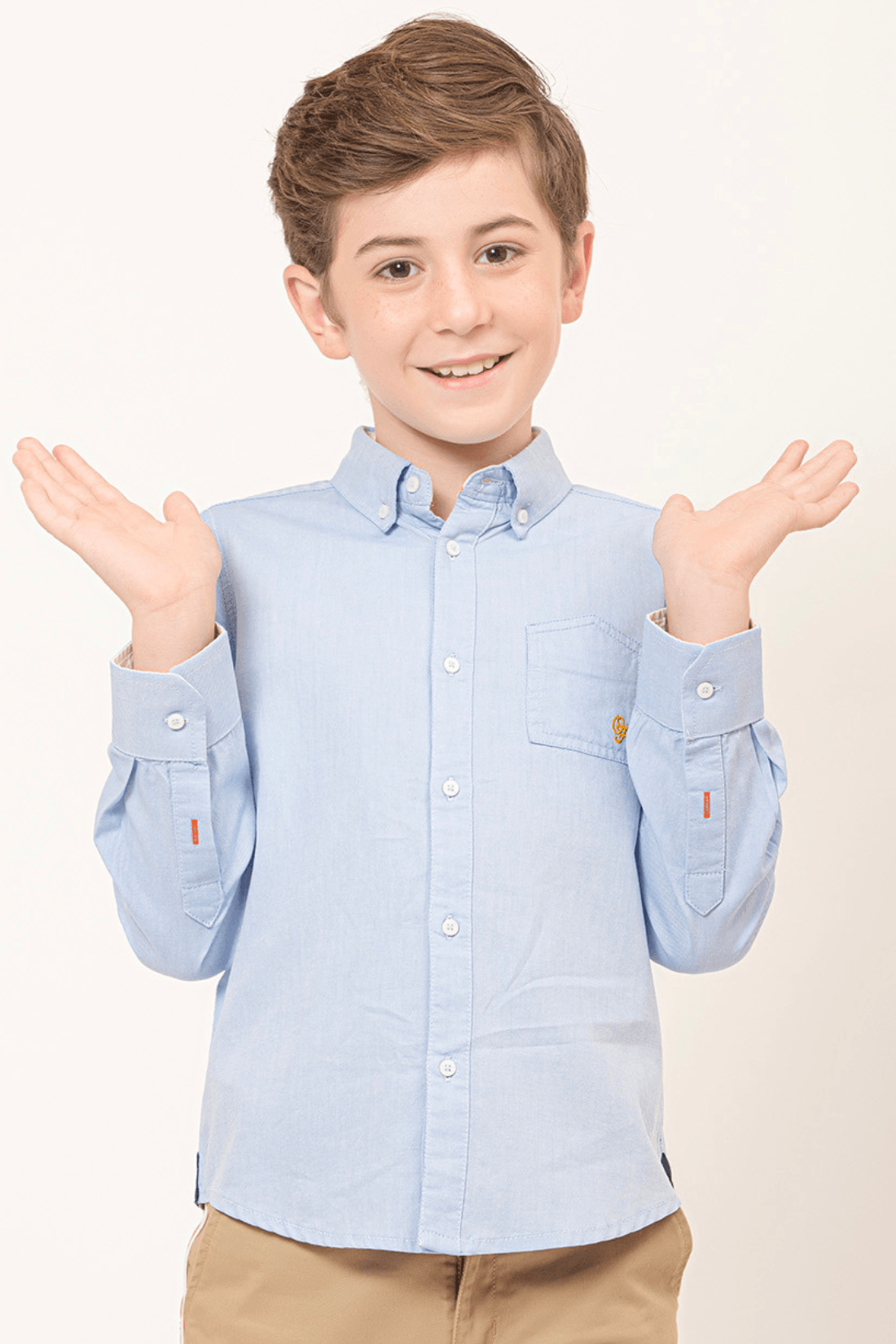 One Friday Varsity Chic Powder Blue Full Sleeves Shirt for Boys - One Friday World