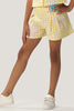 One Friday Kids Girls Checkered Yellow Cotton Shorts - One Friday World