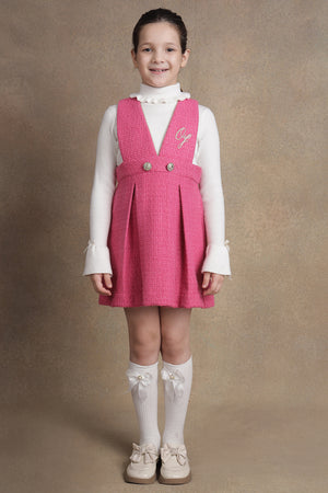 One Friday Girls Pink Boucle Dress