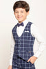 One Friday Navy Blue Checks Waist Coat - One Friday World