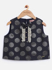 One Friday Kids Girls Navy Blue and Gold Polka Dot Top - One Friday World