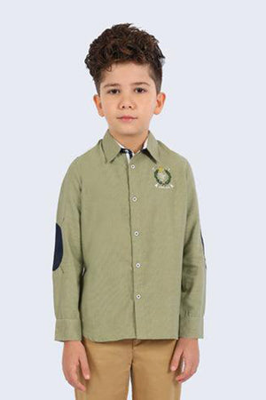 One Friday Green Shoulder Patch Shirt