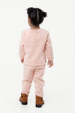 Peach Round Neck Cotton Sweatshirt With Trouser Set For Baby Girls