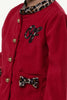 One Friday Kids Girl Maroon Solid Jacket Skirt Set for Winters