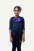 One Friday Kids Girls Navy Blue Star Printed Top With Bow - One Friday World