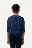 One Friday Kids Girls Navy Blue Star Printed Top With Bow - One Friday World