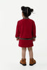 One Friday Kids Girl Maroon Solid Jacket Skirt Set for Winters