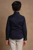 One Friday Kids Boys Navy Blue Pintuck Slim Fit Shirt